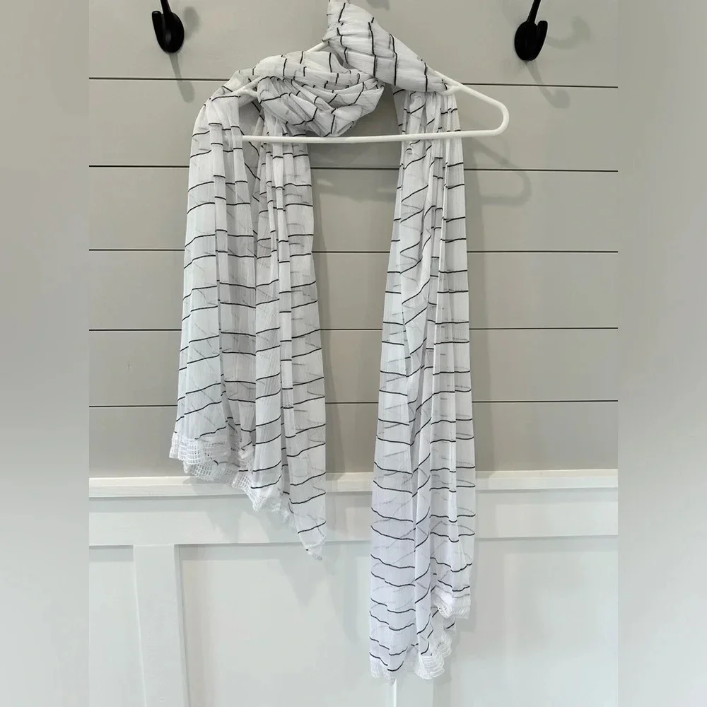Lovely Airy‎ Scarf With Lace Fringe 44” x 38”